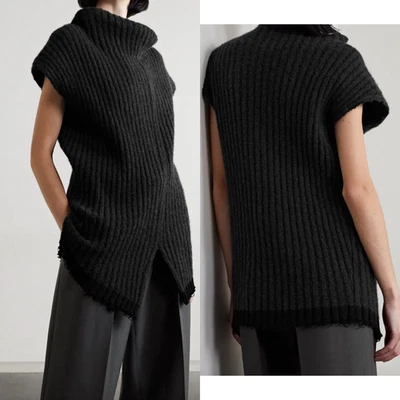 $1990 The Row Black Charcoal Knit Ribbed Tank Top size Medium - Image 1 of 4