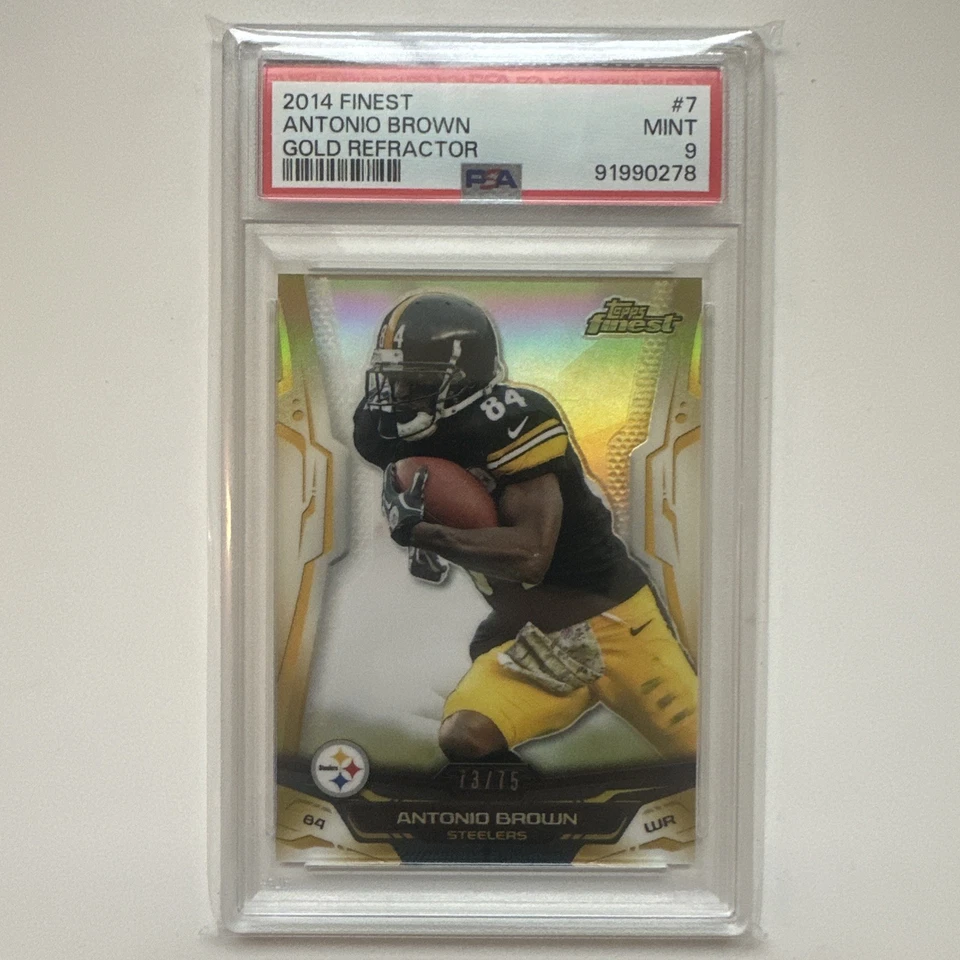 2014 Topps Finest - Antonio Brown #7 Gold Refractor /75 PSA 9 Steelers Pop 1 - Image 1 of 1