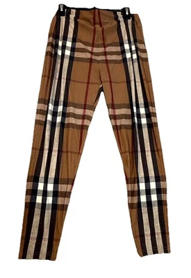 Burberry Leggings Women XL Multicolor Plaid Stretch High Rise Skinny Leg Running - Image 1 of 4