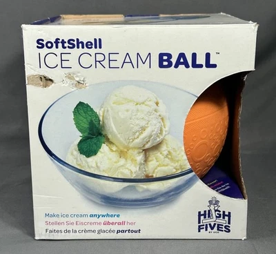 High Fives Soft Shell Pint Sized .5L Ice Cream Ball Easy Handle Orange Kids Uco - Image 1 of 4
