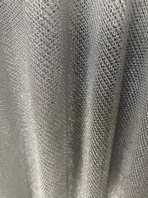 Silver 58/60" Wide Stretch Metallic Chainmail Sheer Fabric - Image 1 of 2