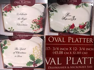 Platter, Oval Christmas Ceramic - CELEBRATE THE MAGIC Spirit Love PEACE HOPE JOY - Picture 1 of 15