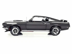 1969 Ford Mustang Diecast Model Car Dark Gray Metallic Black Stripes 1/18 Aut... - Picture 1 of 5