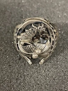 ANILLO GA anillo esterlina zapato de caballo vintage ecuestre occidental - Imagen 1 de 24