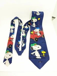 Peanuts Snoopy And Friends "Joe Golfer" BLUE Men's Neck Tie 57" 100% Silk  - Picture 1 of 7