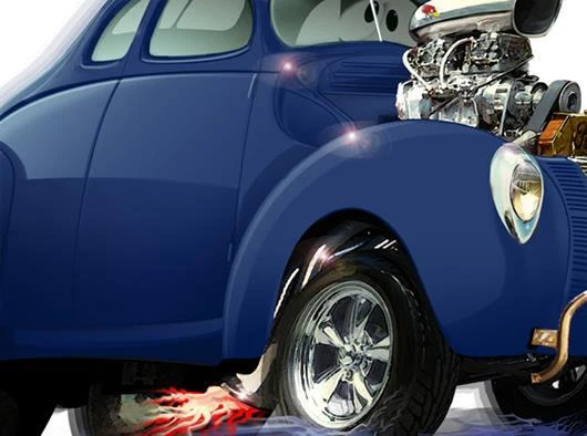 1940 Drag Coupe Street Racer Caricature Car Tshirt #1940 Ford Auto Cartoon Art - Image 1 of 1