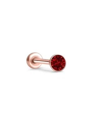 Threadless Labret Nose Ring Monroe Push Pin Stud Rose Gold Steel 2mm CZ - Image 1 of 2