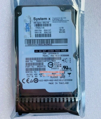 IBM 00AJ146 00AJ147 00AJ150 2.5 in 1.2TB 10K 6Gbps SAS G3HS HDD Hard Drive - Image 1 of 4
