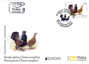 2019 FDC, Fauna, Europa National Birds, Tetrao Urogallus, Montenegro, MNH - Picture 1 of 1