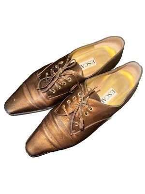 Zapatos mocasines con cordones ESCADA para mujer talla 8,5 vintage bronce RARO Keebler Foto 1 de 4