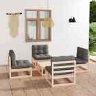 5 Pcs Wooden Garden Lounge Sofa Table Set With Cushions Stable Outdoor Furniture