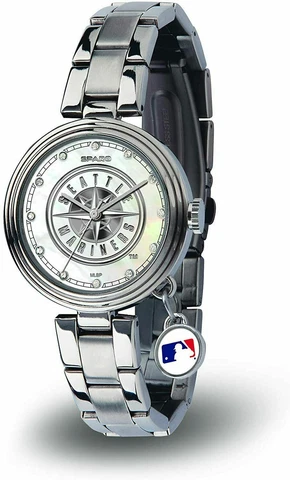 NEW! SEATTLE MARINERS WOMEN'S CHARM WATCH MOTHER OF PEARL LICENSED Cover