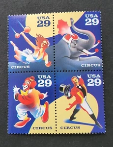 SCOTT #2750-2753 (2753a) 1993 BLOCK OF 4 29c - CIRCUS MNH - Picture 1 of 2