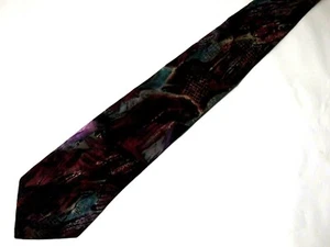 Corbata corta vintage J Blades para hombre borgoña azul aguamarina abstracta geométrica 56" - Imagen 1 de 4