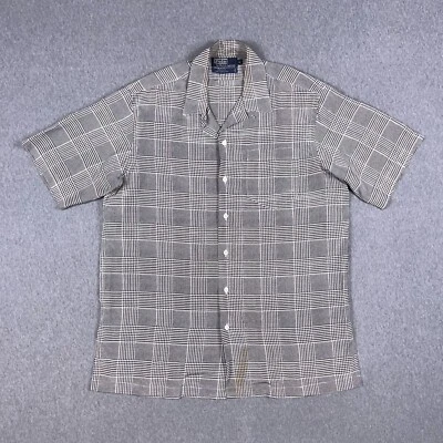 Camisa Polo Ralph Lauren De Colección Para Hombres Mediana Seda Pata de Gallo Cuello Lazo Hecha en EE. UU. Foto 1 de 4