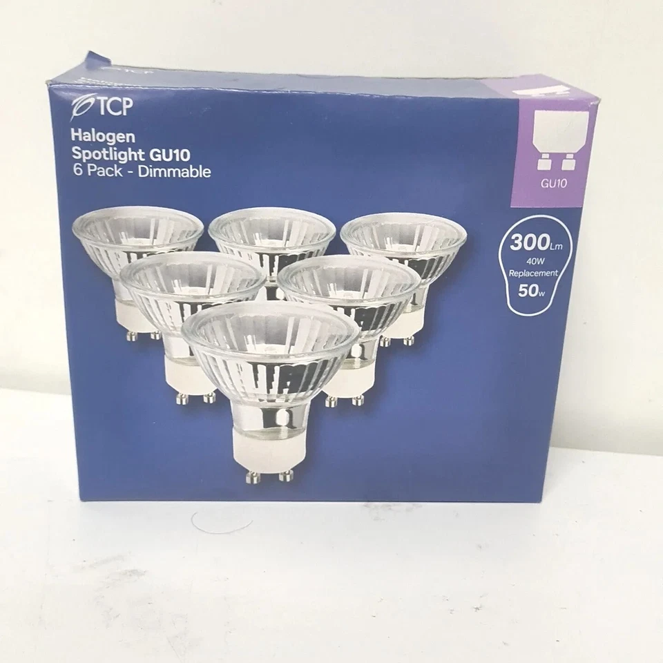 6x GU10 Dimmable Spotlight - Homebase 40w=50w 300Lm 1000h Life - Warm White - Image 1 of 4