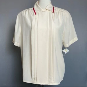 Rena Rowan per SAVILLE blusa donna panna manica corta con bottoni taglia 8 - Foto 1 di 14