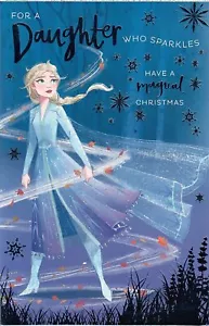 For Daughter Princess Elsa Design Glitter Finished Christmas Card - Picture 1 of 2