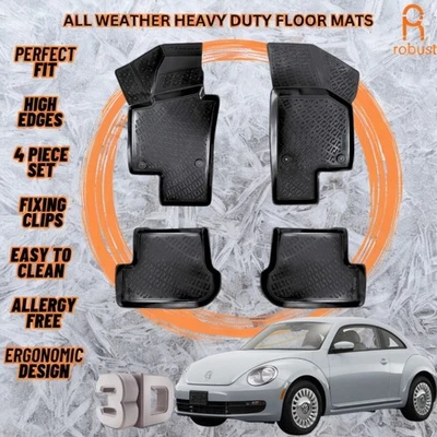 3D Molded Car Floor Mats Liners Fits VW Beetle 2011-2019 All Season Heavy Duty - Image 1 of 4