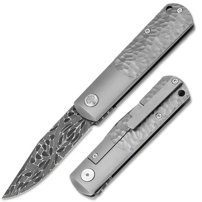BOKER® BRLW Meteorite Damast Collector's Pocket Knife 2.56" Damascus Blade Titan - Image 1 of 4