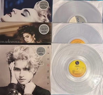 3LP Crystal Clear Vinyl Lot Madonna, Like A Virgin, True Blue 180 Gram - Image 1 of 4
