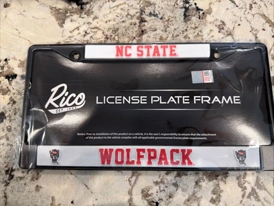 Marco de matrícula de metal negro Wolfpack de la Universidad Estatal de Carolina del Norte... Foto 1 de 4