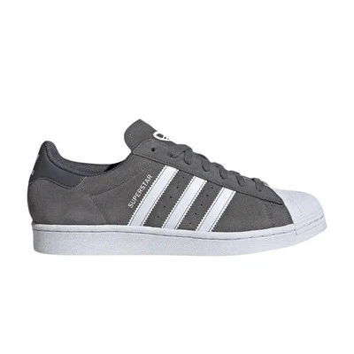 Size 11- Adidas Originals Men's Suede Superstar Shoes, Grey Four/FTW White. - Image 1 of 4