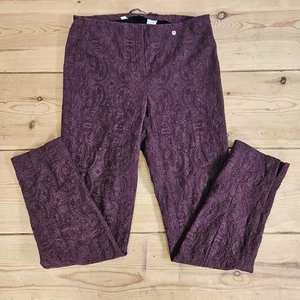 Robell Marie Trousers Jacquard Women's Size UK 14 Pull On Textured Stretch Pants - Picture 1 of 10