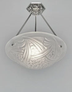 DEGUE : FRENCH 1930 ART DECO PENDANT ... chandelier Negra lamp muller era France - Picture 1 of 10
