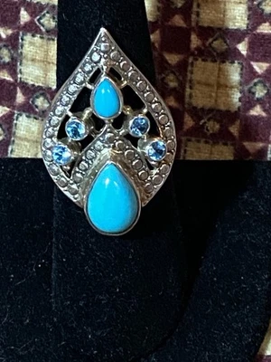 Anillo Nicky Butler Turquesa/Azul Cielo Topacio Plata de Ley 925 Talla 7 Foto 1 de 4