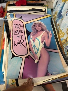 #314 Vintage Poster 32x22 1988 Sexy Blonde Cindy Margolis Peace Mancave Pin Up - Picture 1 of 7
