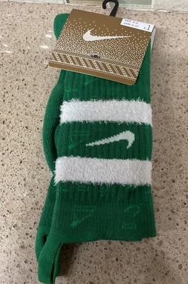 Nike Crew Calcetines Hombres 6-8 Mujeres 6-10 Verde Navidad Vacaciones Verde Nuevo Foto 1 de 4
