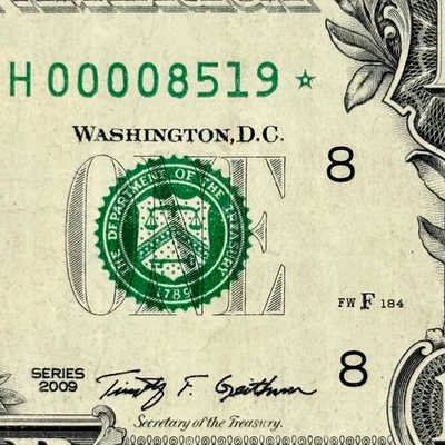 Star Note 320K Run and Total Print 2009 Early in Run St. Louis Dollar Bill Note - Image 1 of 4