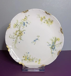 Antique Haviland Limoges Schleiger 78 Dessert Plate Blue Yellow Flowers Cottage - Picture 1 of 4