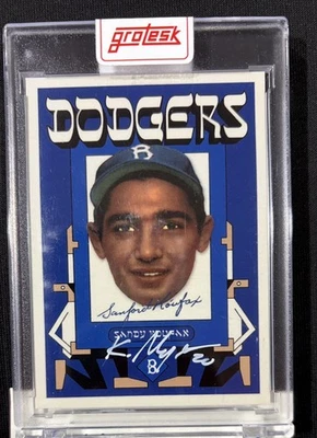SANDY KOUFAX Topps PROJECT 2020 assinado por Grotesk #285 artista AUTO 68/95 RC - Imagem 1 de 2