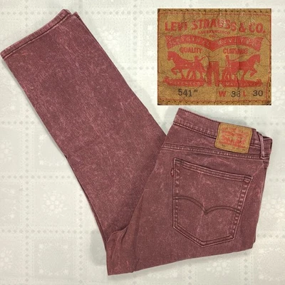 Jeans Levis 541 Rojo Lavado Ácido 36x30 Ajuste Atlético Elástico Denim ¡Raro! #N79 Foto 1 de 4