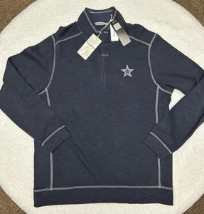 Tommy Bahama Dallas Cowboys 1/4 Cremallera Para Hombres L Pullover Acanalado Algodón Pima NUEVO - Imagen 1 de 18