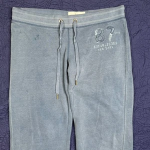 VNTG Y2K Aeropostale Sweatpants Women M Blue Distressed Comfy Wide Leg Stained - Picture 1 of 8