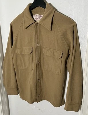 Vintage C.C. Filson Jac Shirt Camel Tan Mens 38 (S) USA 100% Virgin Wool Lot 90 - Image 1 of 4