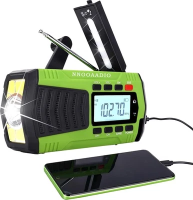 NNOOAADIO Wind Up Solar Emergency Radio Hand Crank AM FM 5000mAh Power Bank BxRR - Image 1 of 4