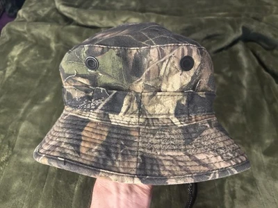 Sombrero Cubo Camuflado Vintage Años 80 Grande Verde Marrón Palos Extremidades Camuflaje Boonie Sun Foto 1 de 4