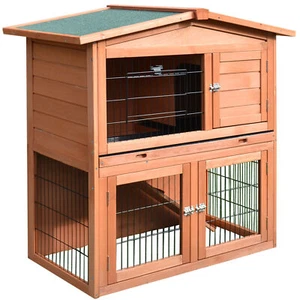 40" Wooden Rabbit Hutch Small Animal Enclosure with Run Chicken Coop House Cage - Picture 1 of 11