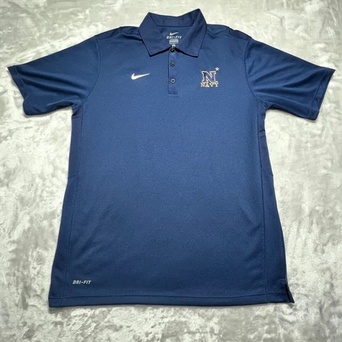 Nike Polo Shirt Mens Medium M Blue US Navy Embroidered Logo Sailor Shipmate Cover