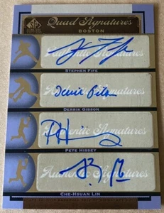 FIFE/GIBSON/HISSEY/LIN QUAD SIGNATURES 2012 UD SP edición exclusiva #BOS37 casi nuevo-como nuevo - Imagen 1 de 2