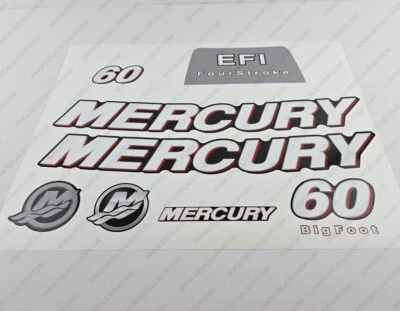 Mercury 60 hp 4-Stroke EFI outboard engine decals sticker set reproduction 2006 Foto 1 de 4