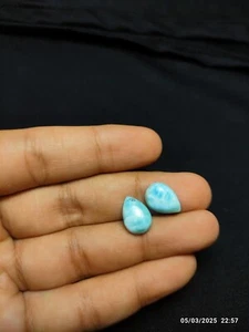 Larimar Pear Cabochon 14x10mm Sky Blue Natural Jewelry Gem - Picture 1 of 6