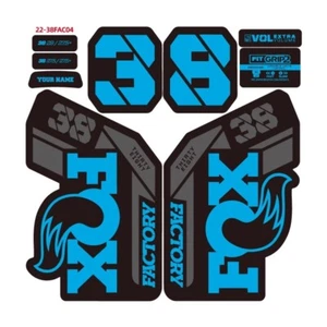 2022 FOX 38 AM FACTORY Fork Sticker MTB Bike Custom Rider Name Decals blue gray - Picture 1 of 1