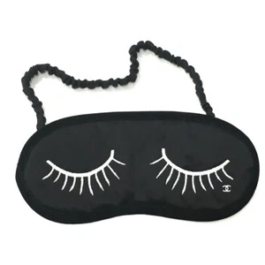 UNUSED CHANEL Eye mask & pouch 2-piece set face Silk Black - Picture 1 of 11