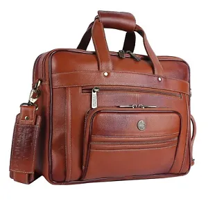 Genuine Leather Laptop Bag for Men Fits Up to 14/15.6/16 Inch Laptop/MacBook - Picture 1 of 14