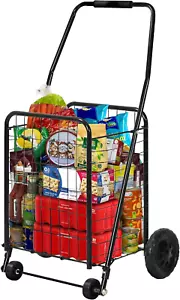Folding Shopping Cart with Wheels, Rolling Foldable Grocery Cart for Seniors, Po - Picture 1 of 12